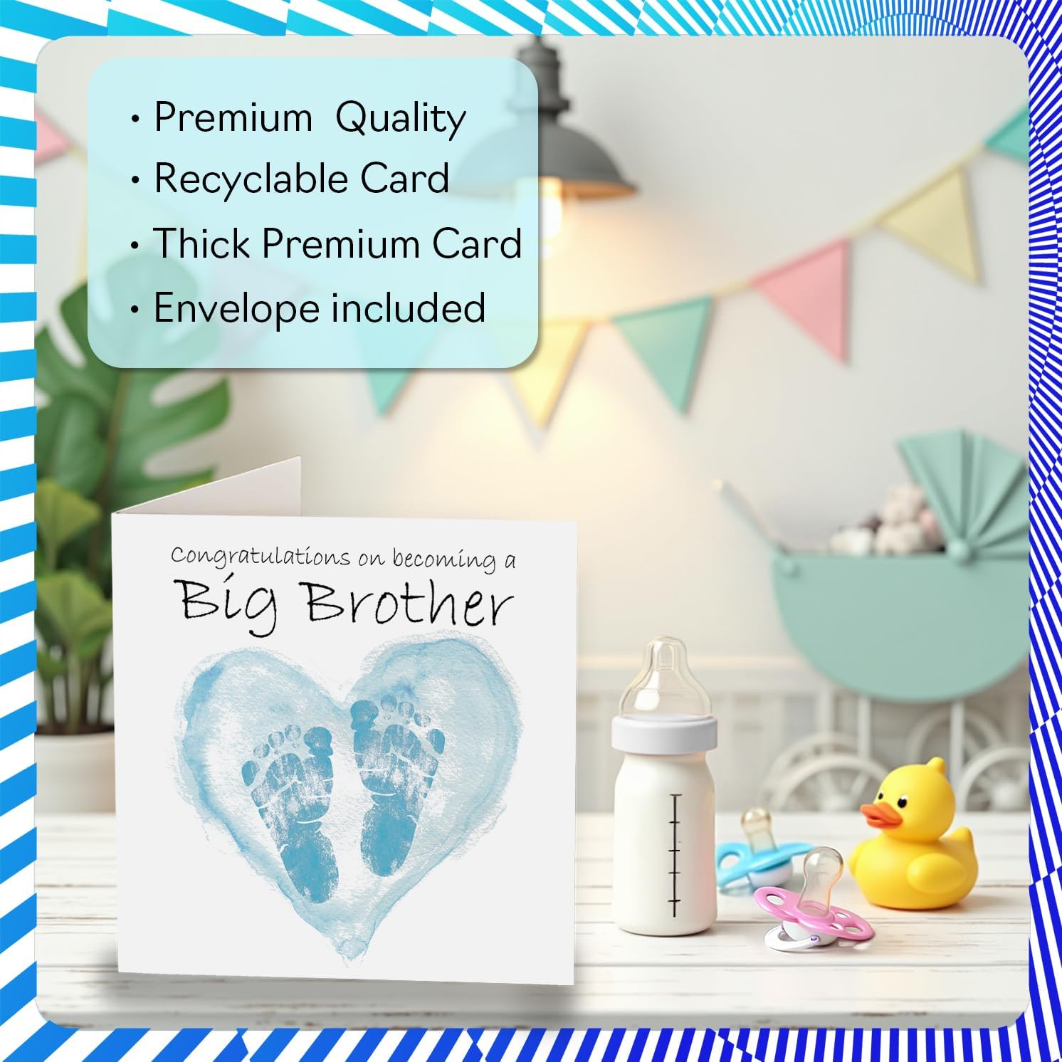Stuff4 New Baby Boy Card for Brother, Congrats Becoming image 3