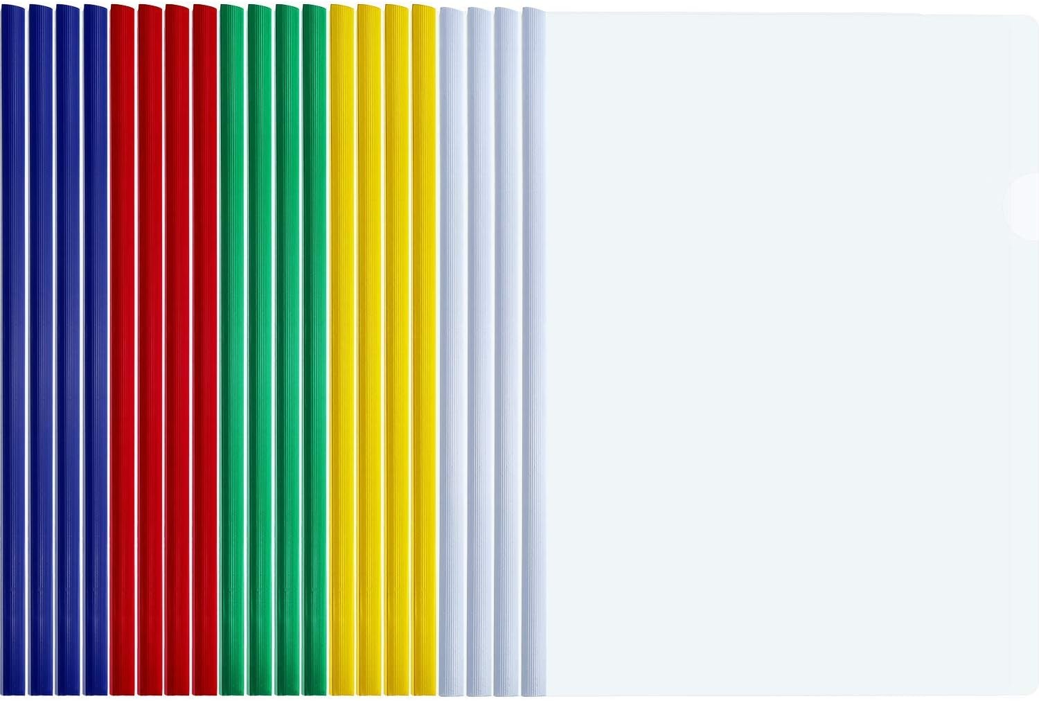 20 Pieces A4 Sliding Bar Binder Transparent Report Covers Folder for Documents Classification (Multicolored Sliding Bar)