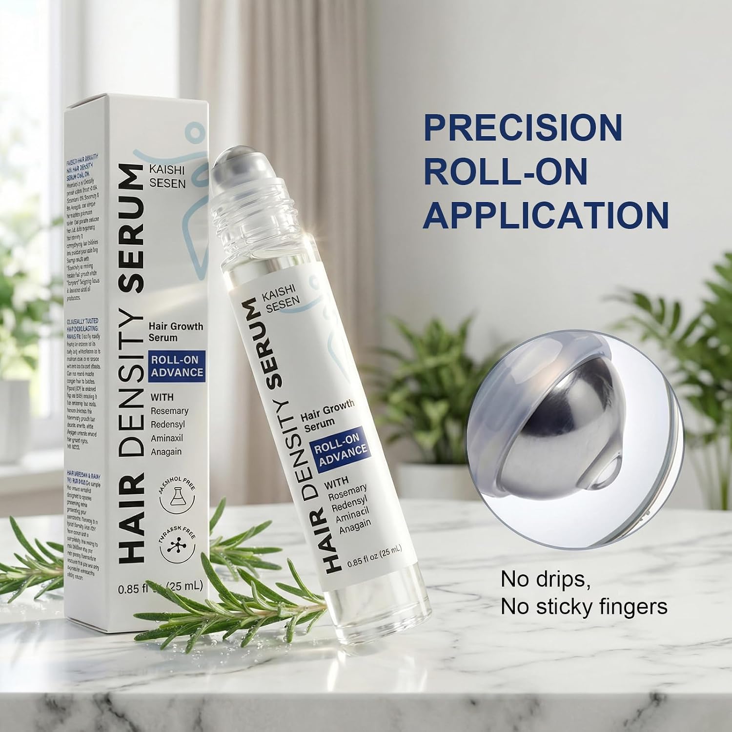 Rosemary Hair Growth Serum Roll On – 3% Rosemary, 3% Redensyl & 2% Anagain | Serum for Hair Loss & Hair Regrowth For Men & Women,Helps Balance Scalp Oil,0.85 Fl Oz, 2-Pack