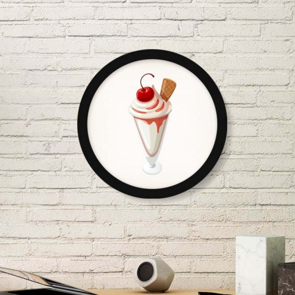Cadre photo bois rond noir motif cerise art contemporain pour offrir en cadeau de maison
