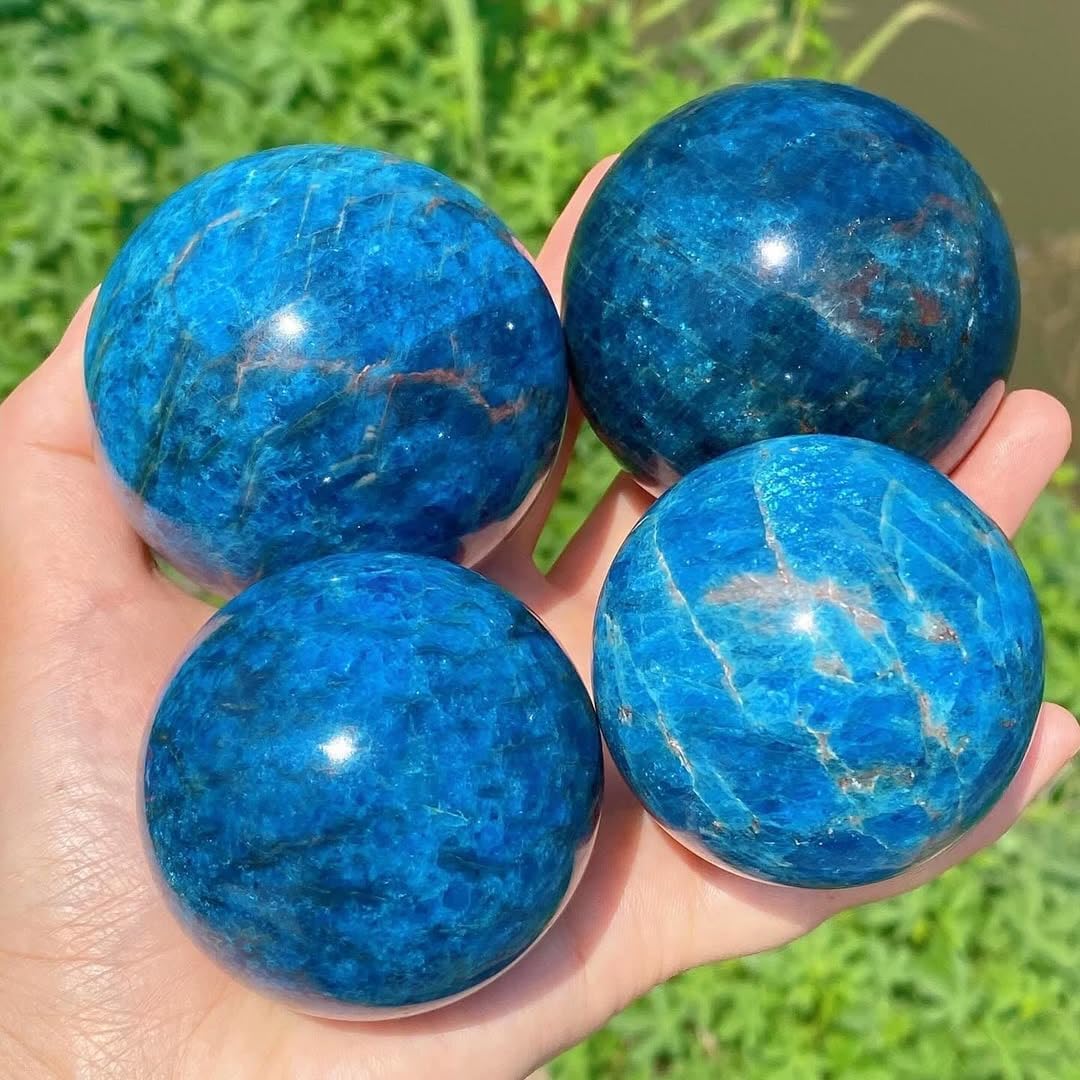 Blue Apatite Crystal Ball - 7-8cm Blue Apatite Sphere - Crystal for Spiritual, & Home Decor