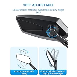 Bike Mirror Handlebar Mount 360 Adjustable 2pcs, Accessories Bike Side Mirror, E Bike Mirrors for Handlebars, Scooter Mirrors for Handlebars with Scratch Resistant Glass, E Bike Rear View Mirror
