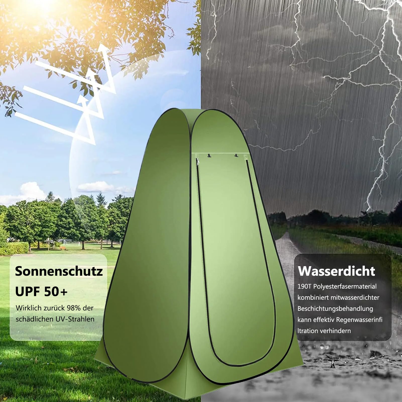 Campingzelt, Pop-Up Duschzelt,Toilettenzelt,Umkleidezelt,47.24 * 47.24 * 74.80in,Tragbar Mobile Umkleidekabine für Outdoor Wandern Strand Inklusive Tragetasche & Zubehö