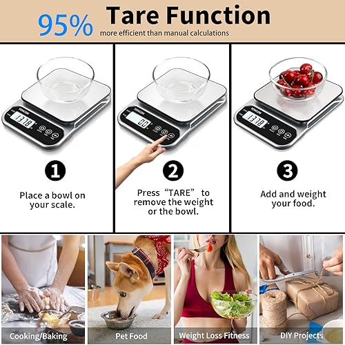 Miniatura 5 de Báscula digital inteligente de alimentos gramos y onzas, báscula de cocina de 6.6 lbs0.00 oz para pérdida de peso, cocinar, hornear, súper precisa,