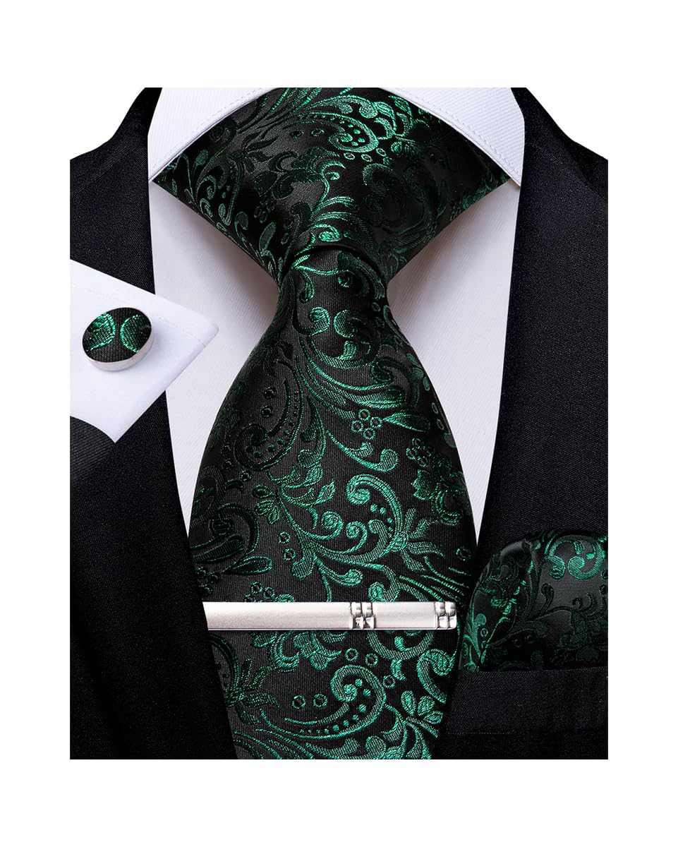 DiBanGu Silk Floral Ties for Men Woven Paisley Necktie