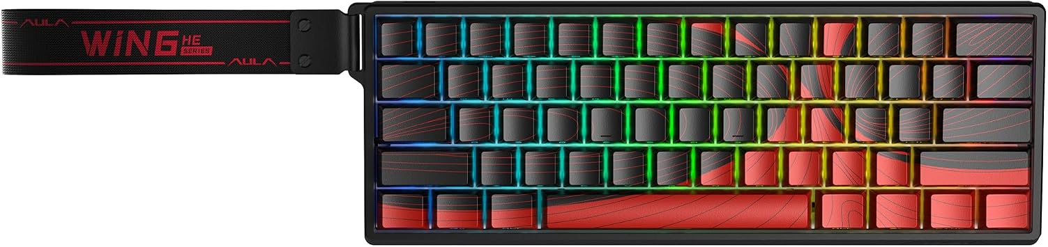 Aula Win60 He Max Manyetik Klavye Rapid Trigger Wing Chun Switch 8000Hz RGB TKL Hot Swap Oyuncu Klavyesi Kırmızı