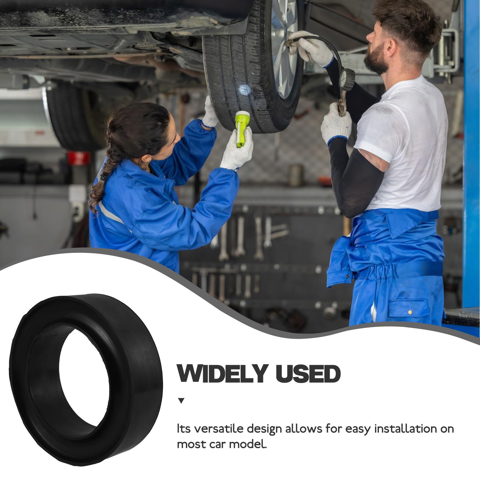 Vaguelly Ammortizzatore Booster Molla Elicoidale in Gomma Nera Rotonda per Auto Funzione di Assorbimento Urti e Aumento Capacità di Carico, Adatto alla Maggior Parte dei Veicoli