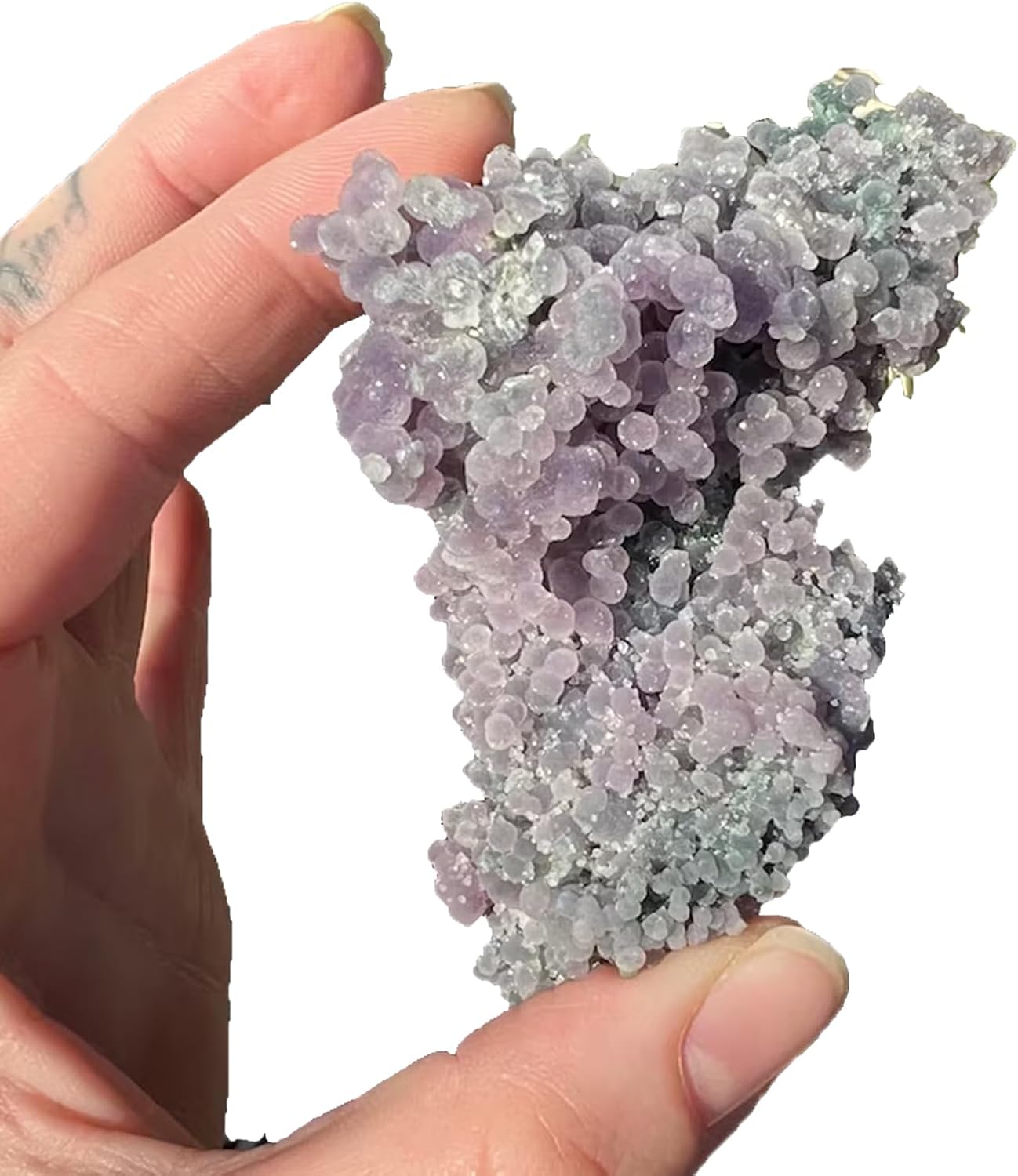 Natural Grape Agate Geode Mineral Specimen | Raw Healing Crystal Irregular Cluster | Botryoidal Purple Gemstone for Home Décor Fish Tank Landscaping