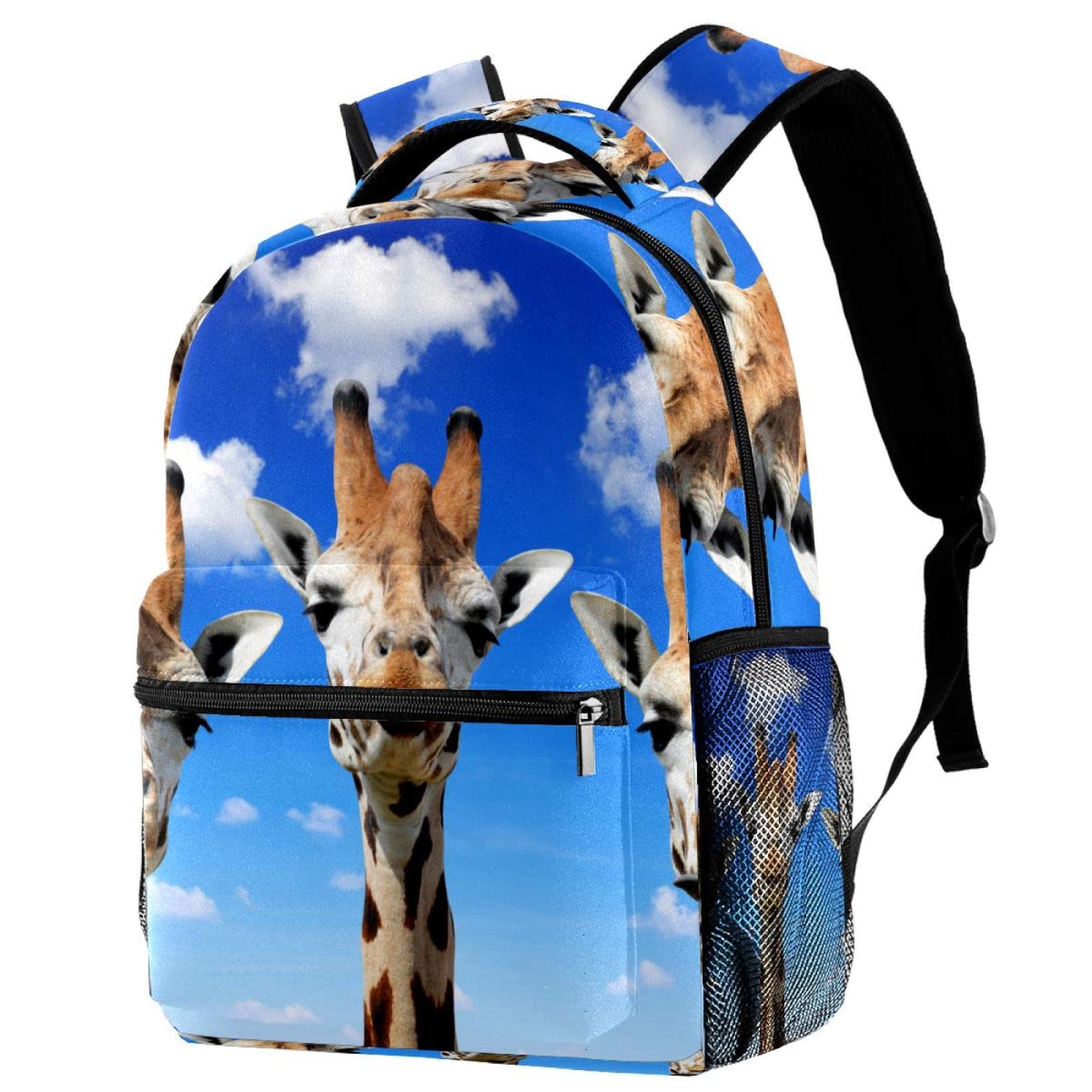 Sac à dos imprimé girafe solide contre l'usure pour voyages et cours