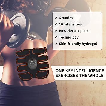 Abs Trainer, EMS Training Device, Abdominal Muscle Trainer, Abdominal Trainer with 6 Modes & 9 Intensities, Portable Muscle Stimulator, for Abdomen, Arm, Leg Fitness Training