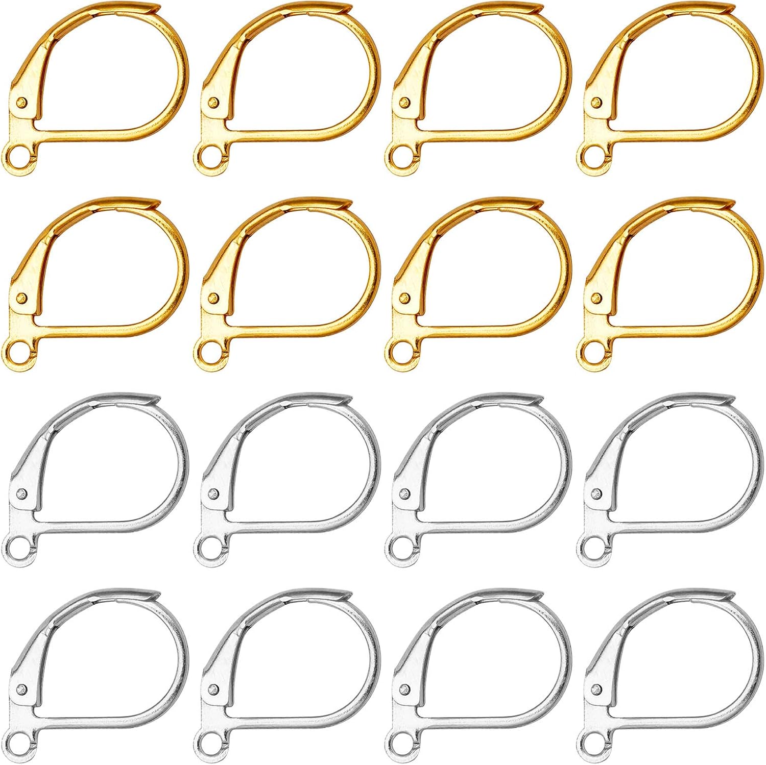 240pcs French Earring Hooks - Hypoallergenic Lever Back Ear Wires With Open Loop for Jewelry Designs (Golden and Silver)