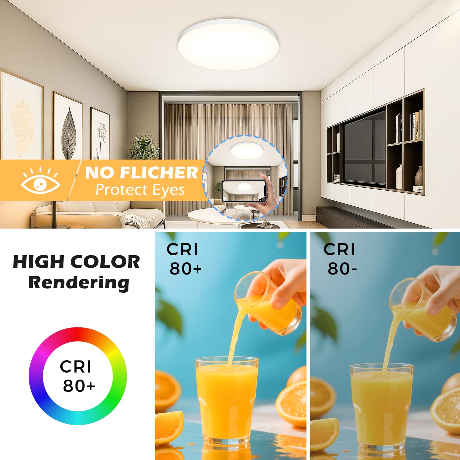 Plafoniera LED Soffitto 36W Lampada da Soffitto 4000K Plafoniera Bagno IP44 Impermeabile Ø37CM Rotonda Lampadario LED Moderna Luce Soffitto per Cameretta, Soggiorno, Cucina, Balcone, Corridoio