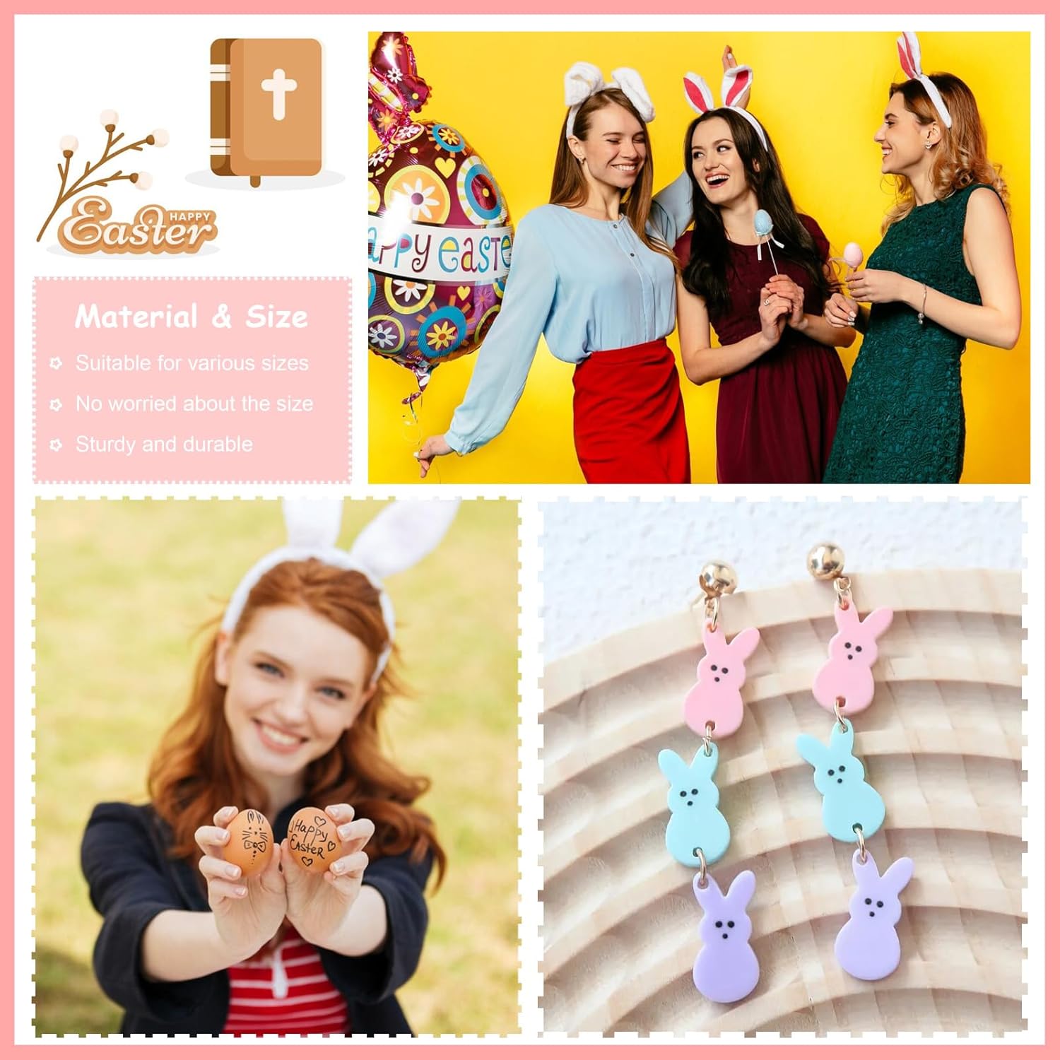 Easter Earrings for Women Cute Bunny Rabbit Peeps Earrings Spring Jewelry Easter Basket Stuffers Gifts Party Accessories - Image 4