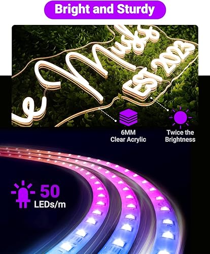 Miniatura 7 de Letrero de neón profesional con nombre personalizado, letrero de neón LED personalizable más grande para telón de fondo, decoración de bodas, micro
