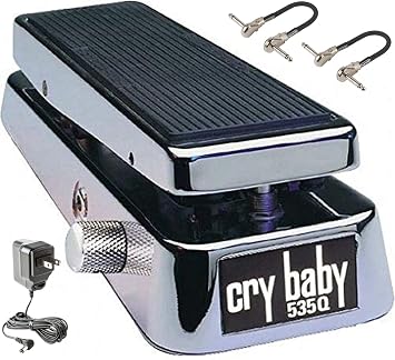 Dunlop 535Q-C Cry Baby Multi-Wah Pedal, Chrome - Bundled with Dunlop Power Supply and 2 MXR Patch Cables