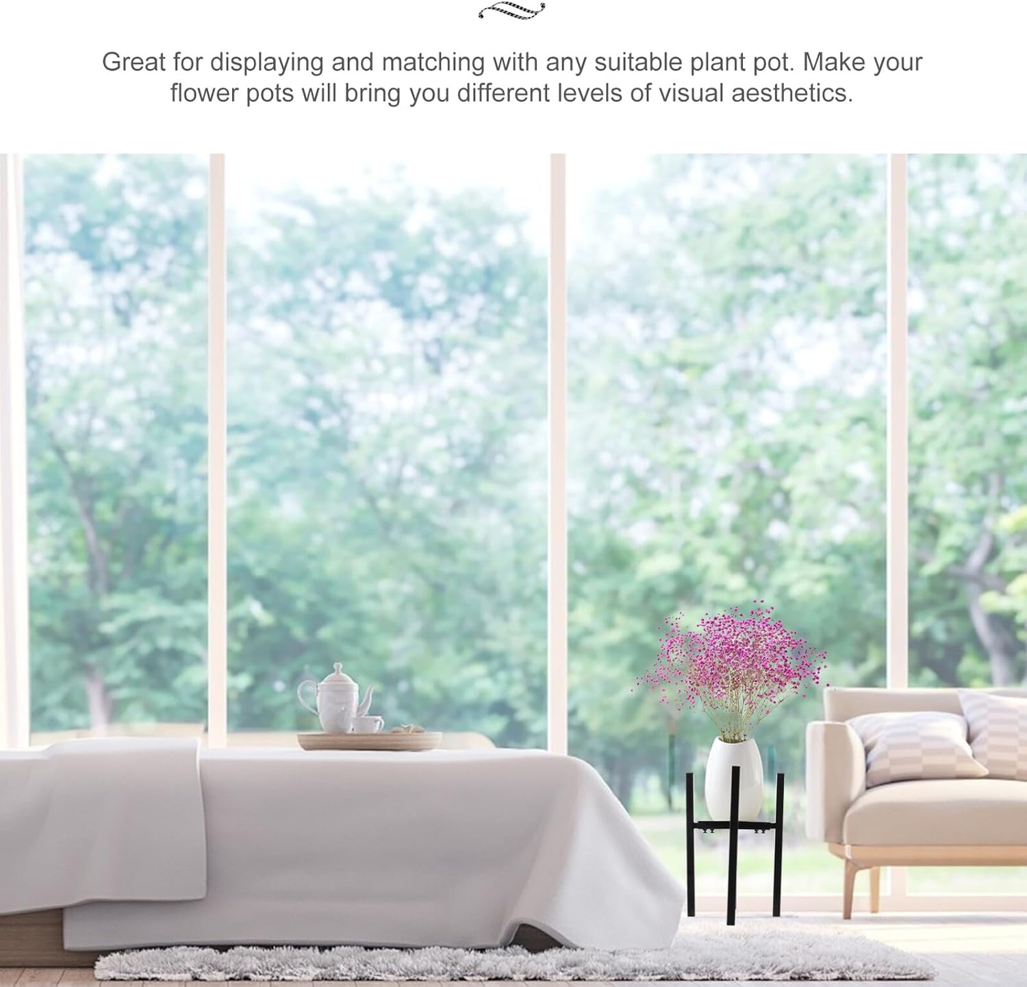 Telescopic Iron Plant Stand for Indoor Outdoor Use Sturdy Flowerpot Rack Holder for Various Plants Simple Decorative Planter Shelf for Living Patio Garden