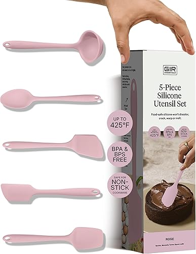 Miniatura 9 de GIR: Get It Right Juego de 10 piezas de utensilios de cocina esenciales de silicona - Cucharón, espátula, volteador, cuchara y cucharada - Azul