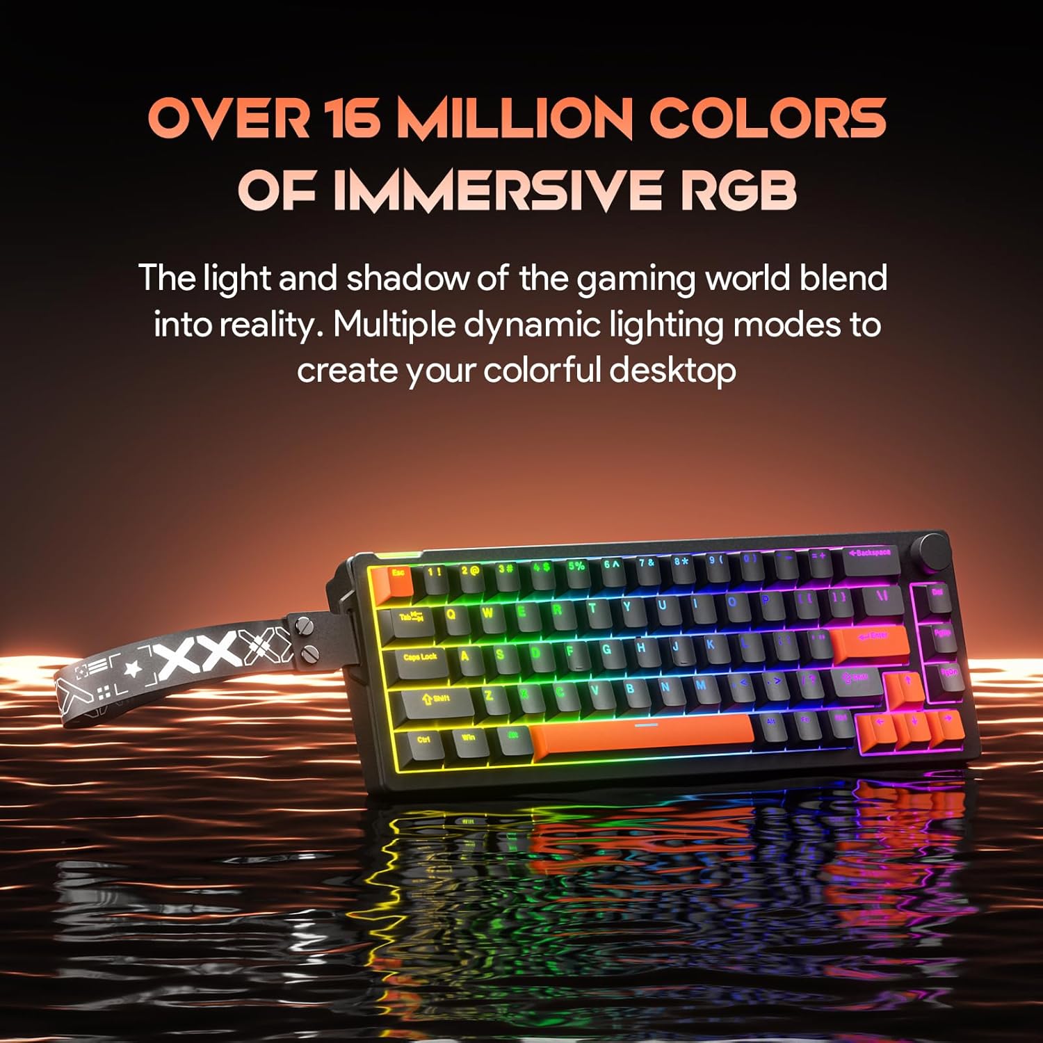 68% Wired Gaming Keyboard with Volume Knob, RGB Backlit, Mechanical Keyboard Gasket Mount with PBT Keycaps,8000 Hz Polling Rate, Hall Effect Cream Switches, Hot-Swap, for FPS Games (Black+Orange)