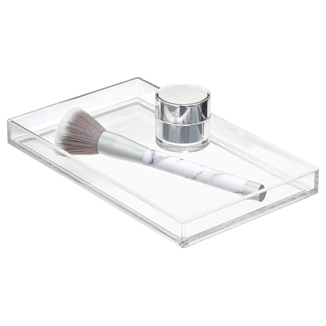 iDesign Bathroom Tray for Towels Cosmetics and Accessories The Clarity Collection 8 68 x 5 34 x 0