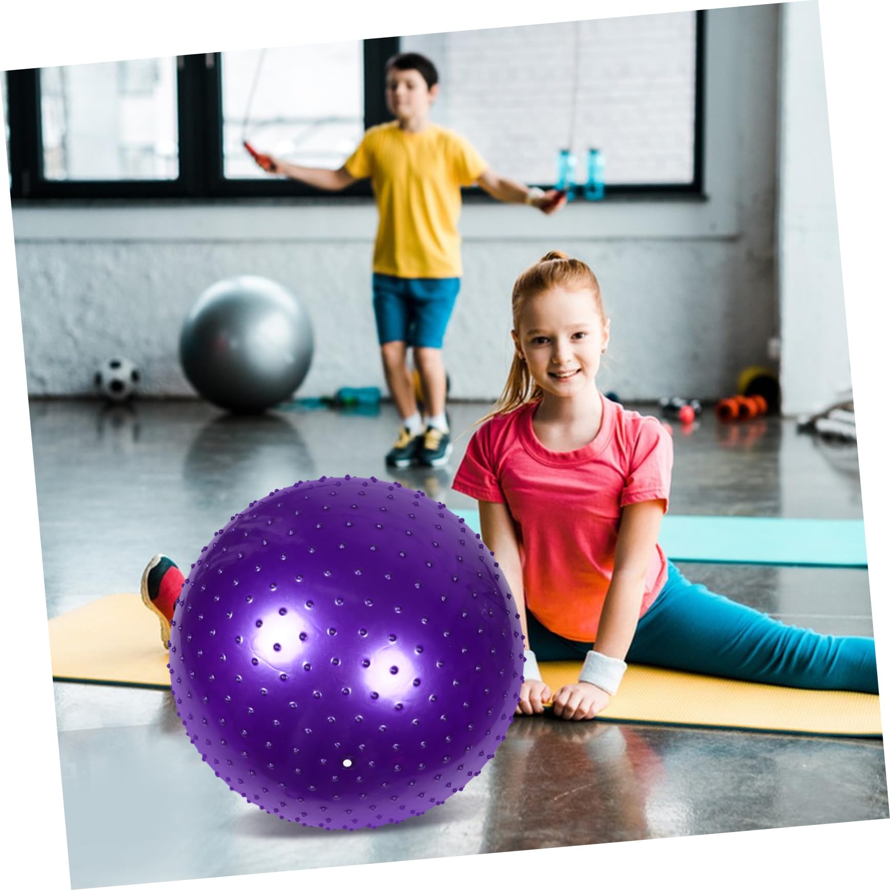 ibasenice Pelota de Yoga Púas Antiexplosión 65 Cm, 900 G, Material Antideslizante, Pelota de Masaje Sensorial para Entrenamiento Táctil y Estabilidad, Adecuado para Niños y Adultos