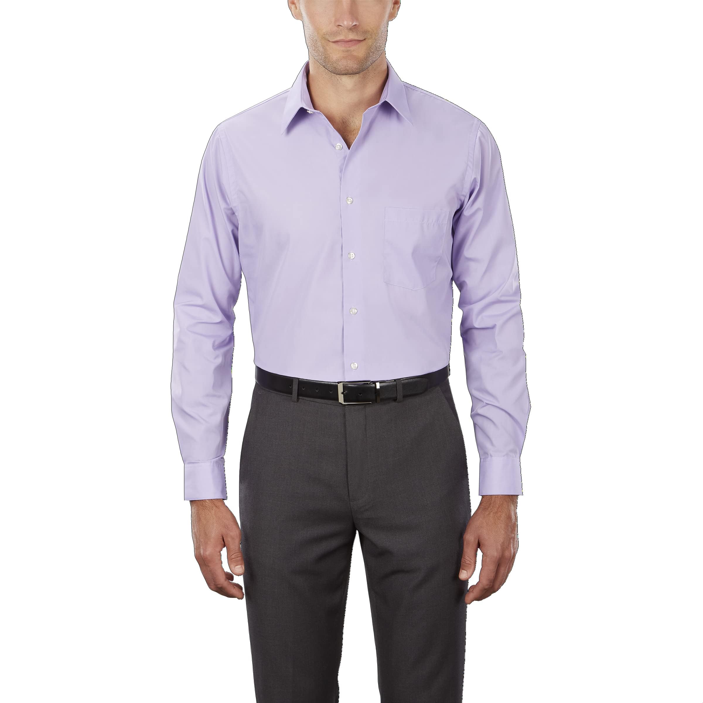 Van Heusen Men's Big Dress Shirt Tall Fit Poplin, Lavender, 17.5" Neck 37"-38" Sleeve