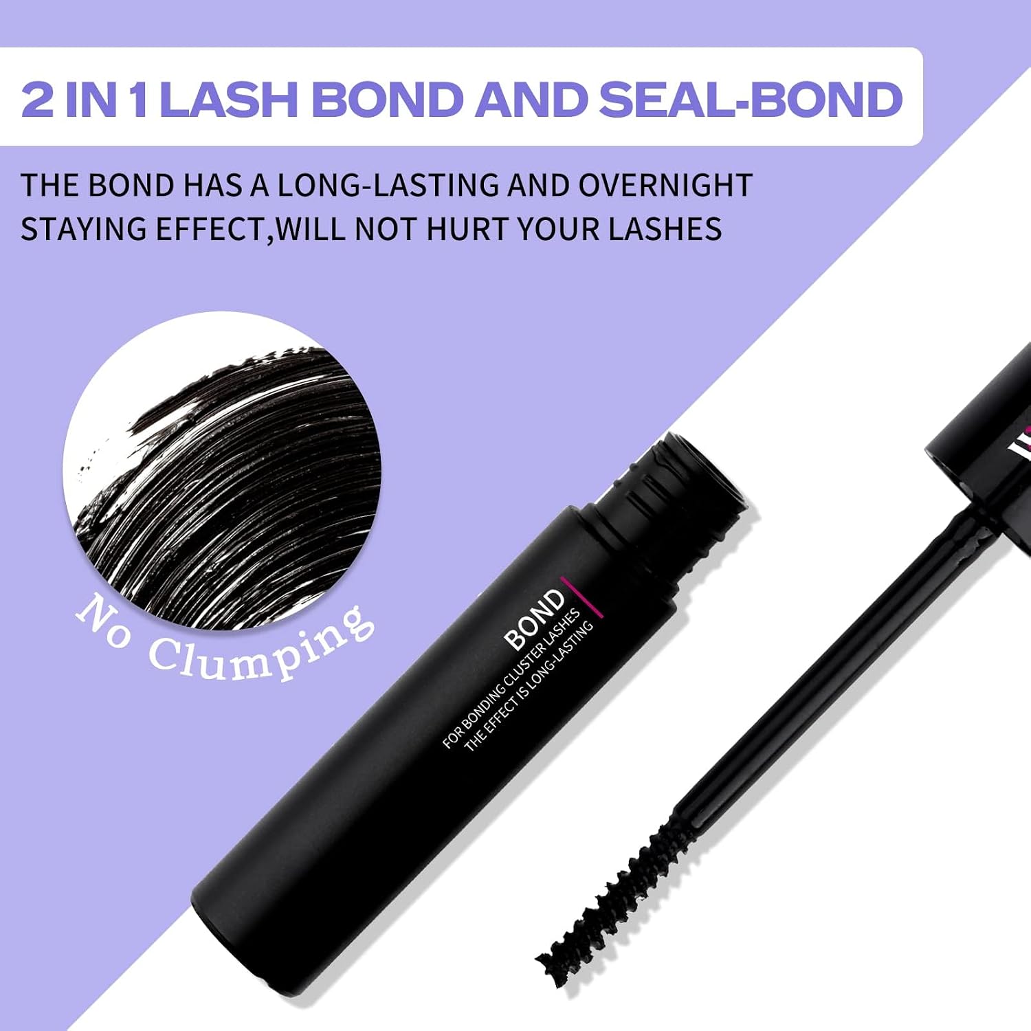 Lash Glue Bond and Seal for DIY: 1-Pcs, Wendy, 2 in 1, Strong & Flexible Hold, 5ml Black Bond, 5ml Clear Seal