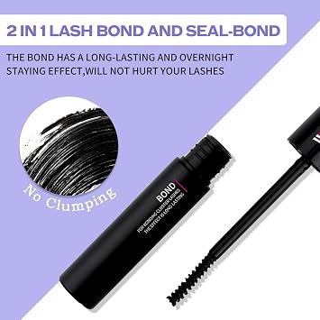 Lash Glue Bond and Seal for DIY: 1-Pcs, Wendy, 2 in 1, Strong & Flexible Hold, 5ml Black Bond, 5ml Clear Seal