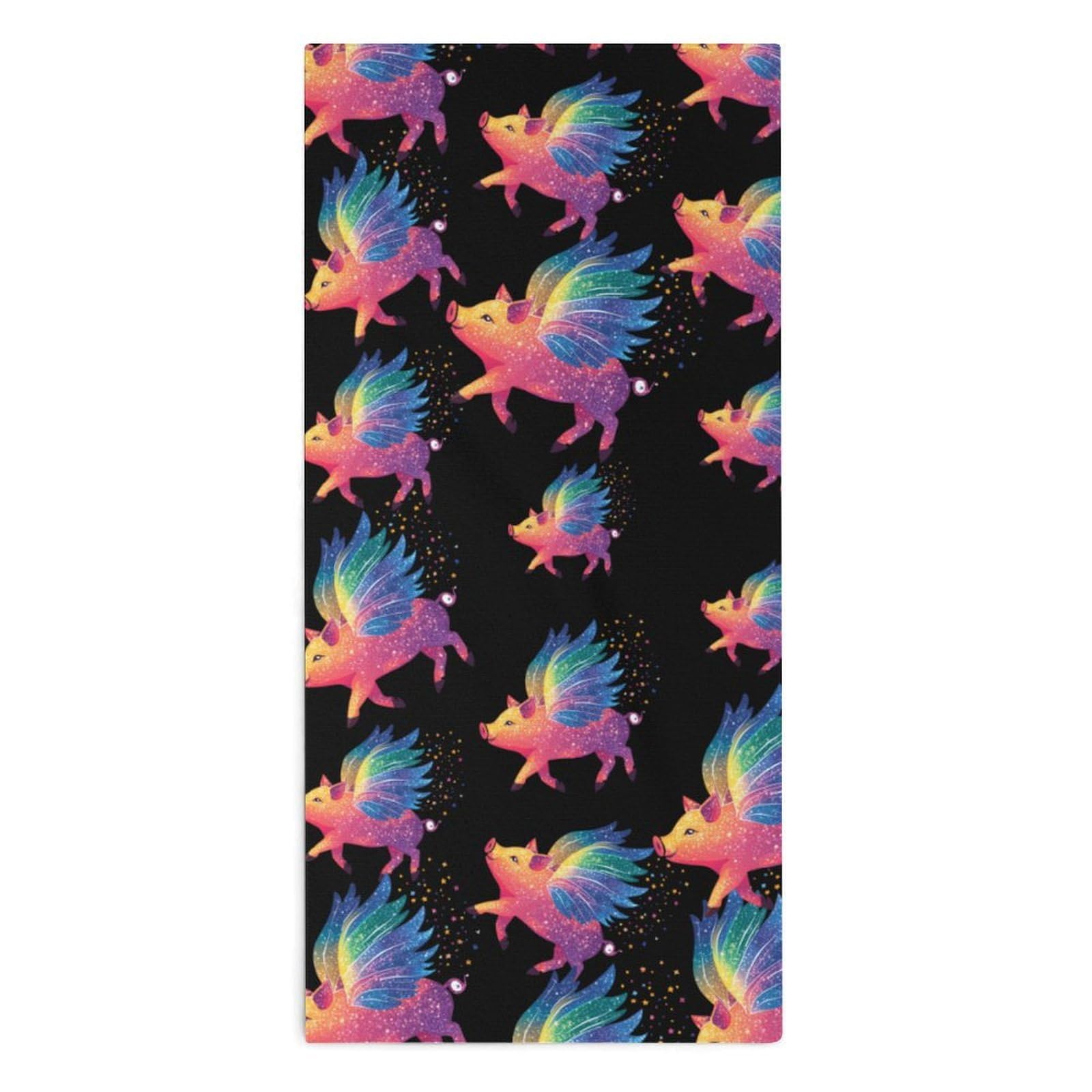 TXFBTRFSA Colorful Flying Pigs Hand Towels for Adult Face Towel Bath Beach Swim Accessories