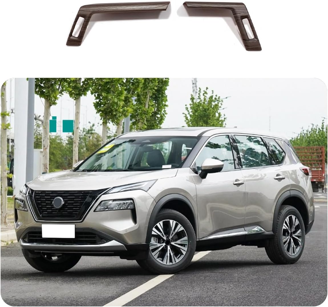 Car Accessories Fit for Nissan New Rogue 2021 2022 2023 2024 2025 2026 Inner Side Dashboard Center Console AC Air Vent Outlet Cover Trim (Peach Wood) 2PCS ABS