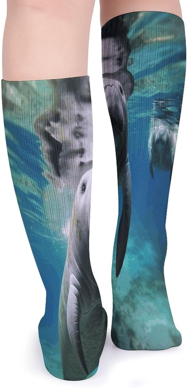 Ocean Animal Manatee Knee High Socks Cozy Knee High Socks Soft Mid-Length Sock for All Seasons Daily Wear Adult