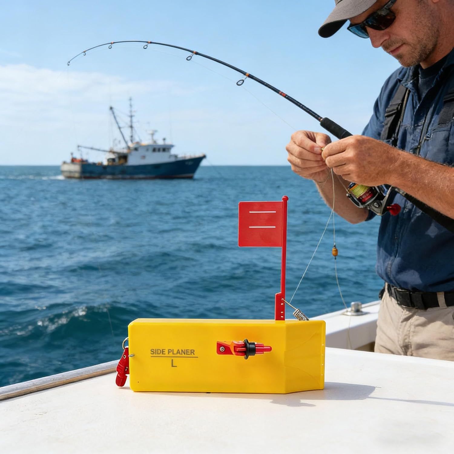 Planer Board for Fishing, Fishing Planer Board Tool with Flag & Quick Release Clip, Inline Side Clip Medium Side Planer Board, Fishing Accessory for Inshore Offshore Trolling Dragging
