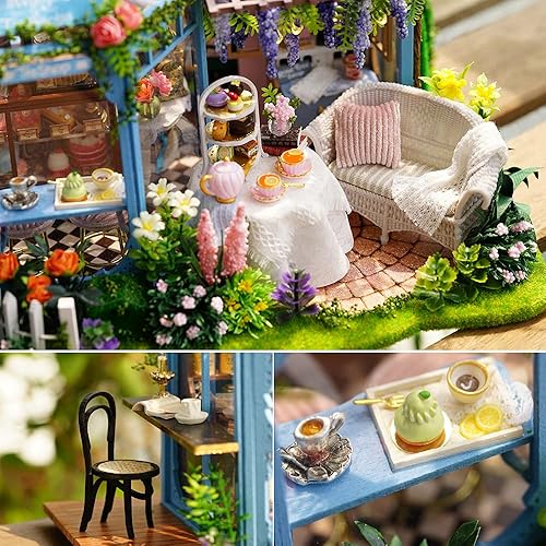 Miniatura 5 de TuKIIE Kit de muebles de casa de muñecas en miniatura, a escala 1:24, accesorios para casa de muñecas de madera, a prueba de polvo y movimiento