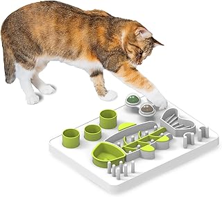 AFP Interactive Cat Food Maze, Mental Stimulation Cat Puzzle Toy Slow Feeding Treat Dispenser for Indoor Cats