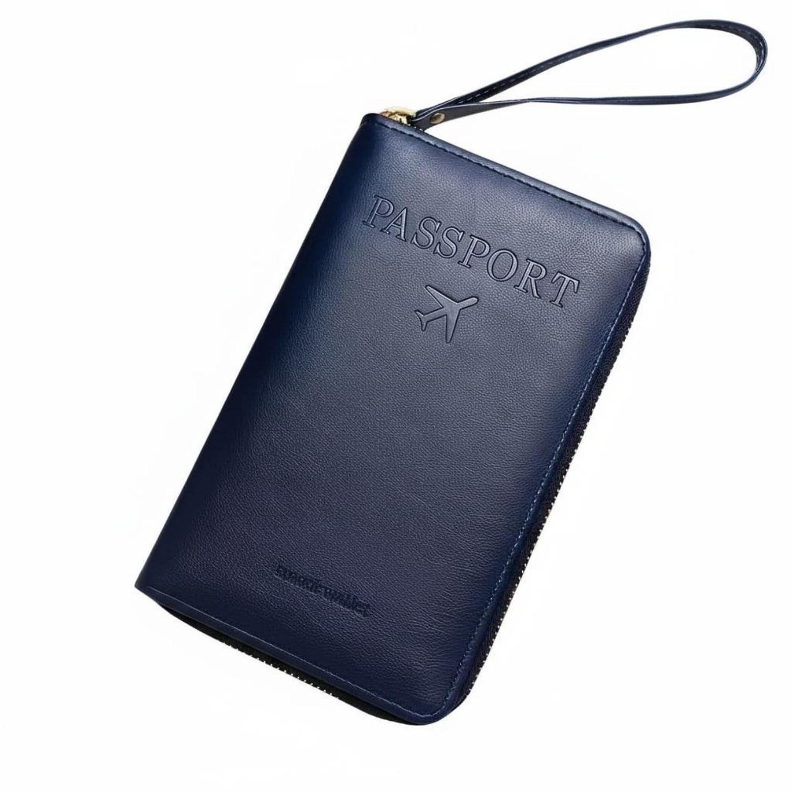 Multi-Functional Contactless Passport Holder Zipper Closure Contactless Blocking Travel Wallet Large Capacity Long Passport Wallet Lightweight for Vacation, Dark Blue|Travel-image-22