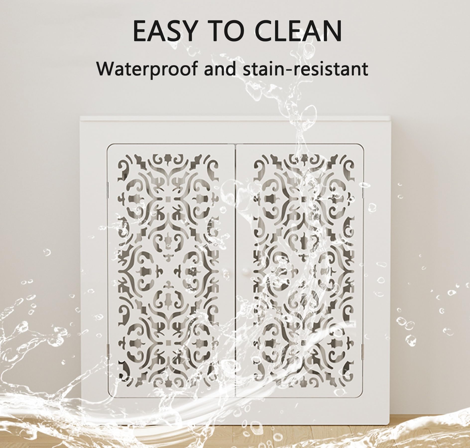 Moderne coperture per termosifone per casa, elegante rete riscaldante a due ante, per consolle da pavimento, installazione senza fori, ideale per soggiorno, cucina e sala da pranzo (L60 x A 60 x L)