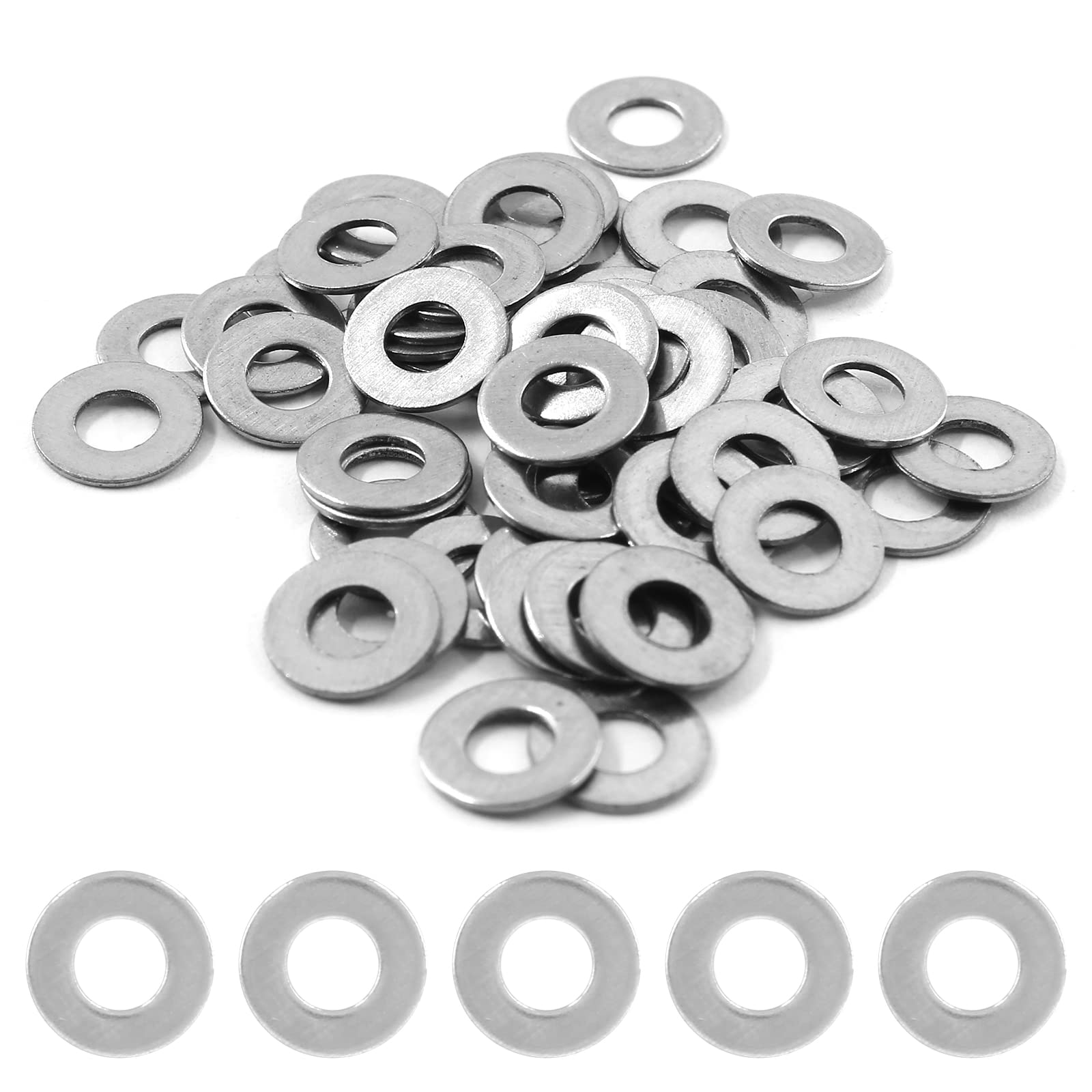 Piutouyar M3 x 6mm Stainless Steel Flat Washer(OD=6mm，0.5mm Thickness), Stainless Flat Washer 3mm Inner Dia for Bolt Screw (100Pcs)-image-36