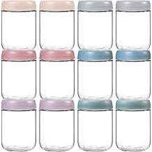 NETANY 12-pack 16oz Glass jars with Airtight Lids, Overnight Oats Containers with Lids, Wide mouth Mason Salad jars, Glass Food Storage Containers for Snacks Yogurt Spice Sugar
