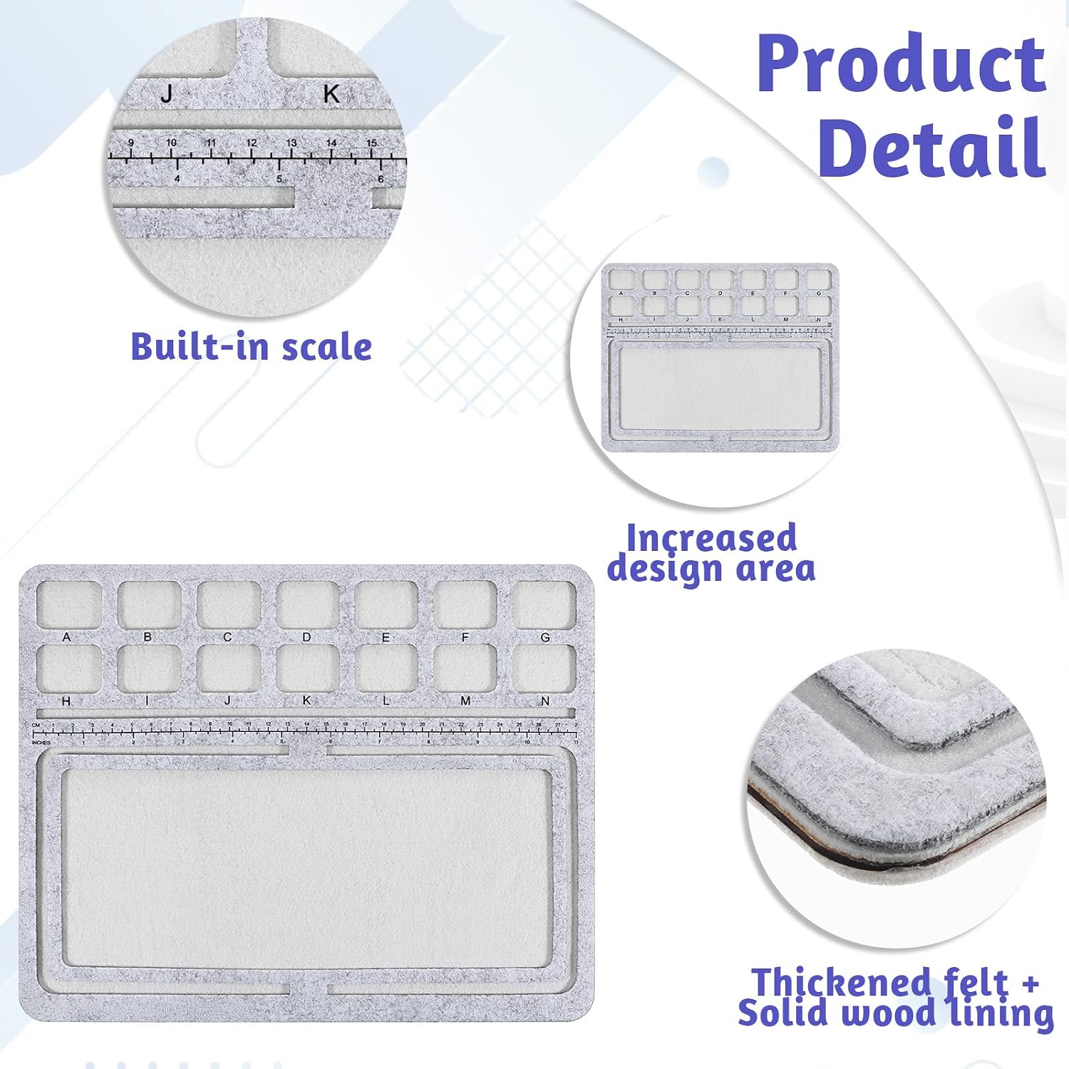 Beading Mats for Jewelry Making (Contains Wooden Boards), Felt Beading Tray for Jewelry Making Beading-Supplies, Grey (Easy to Move 30x24x0.9cm)