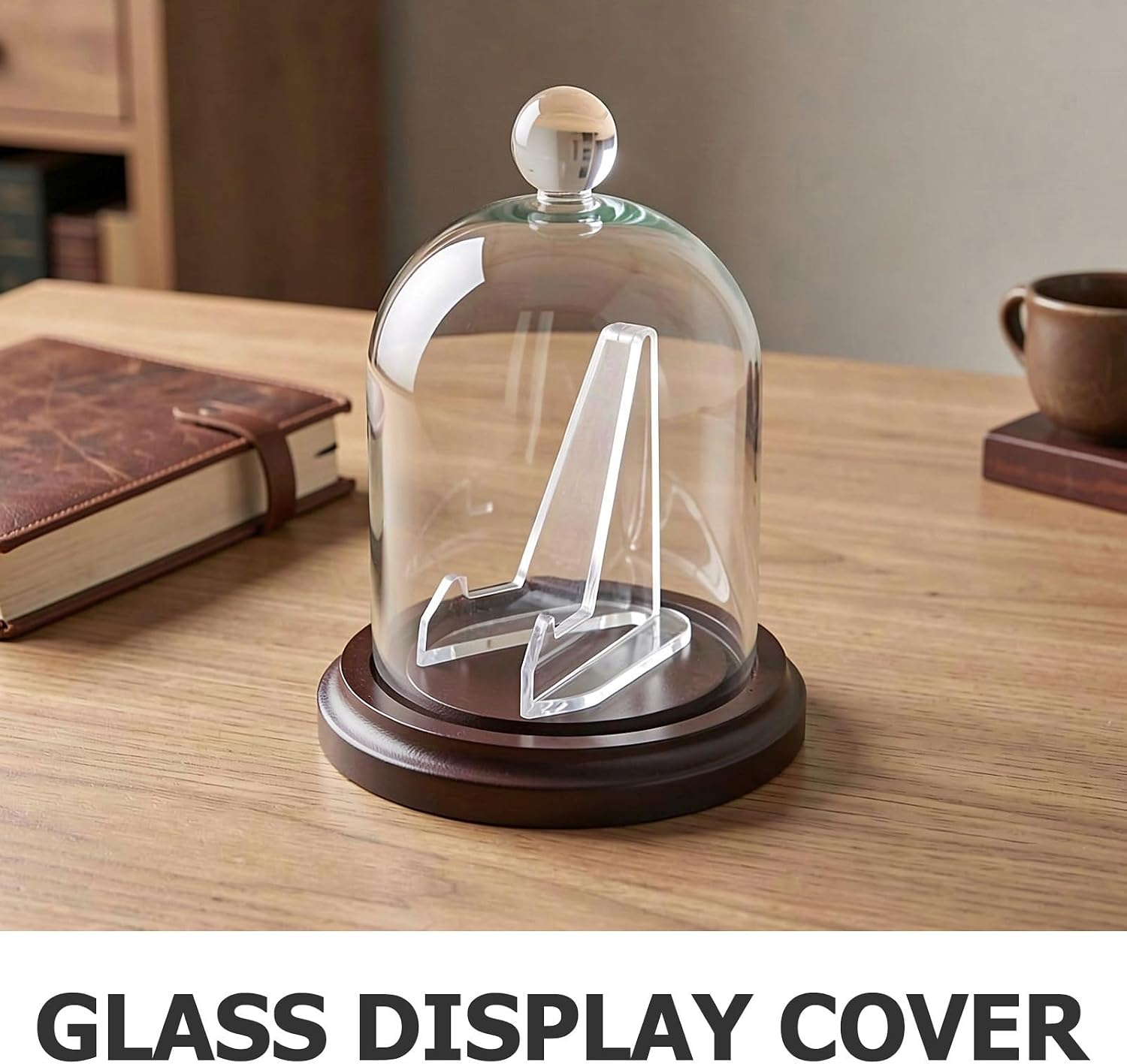 Glass Dome Watch Display Stand Case with Wooden Base