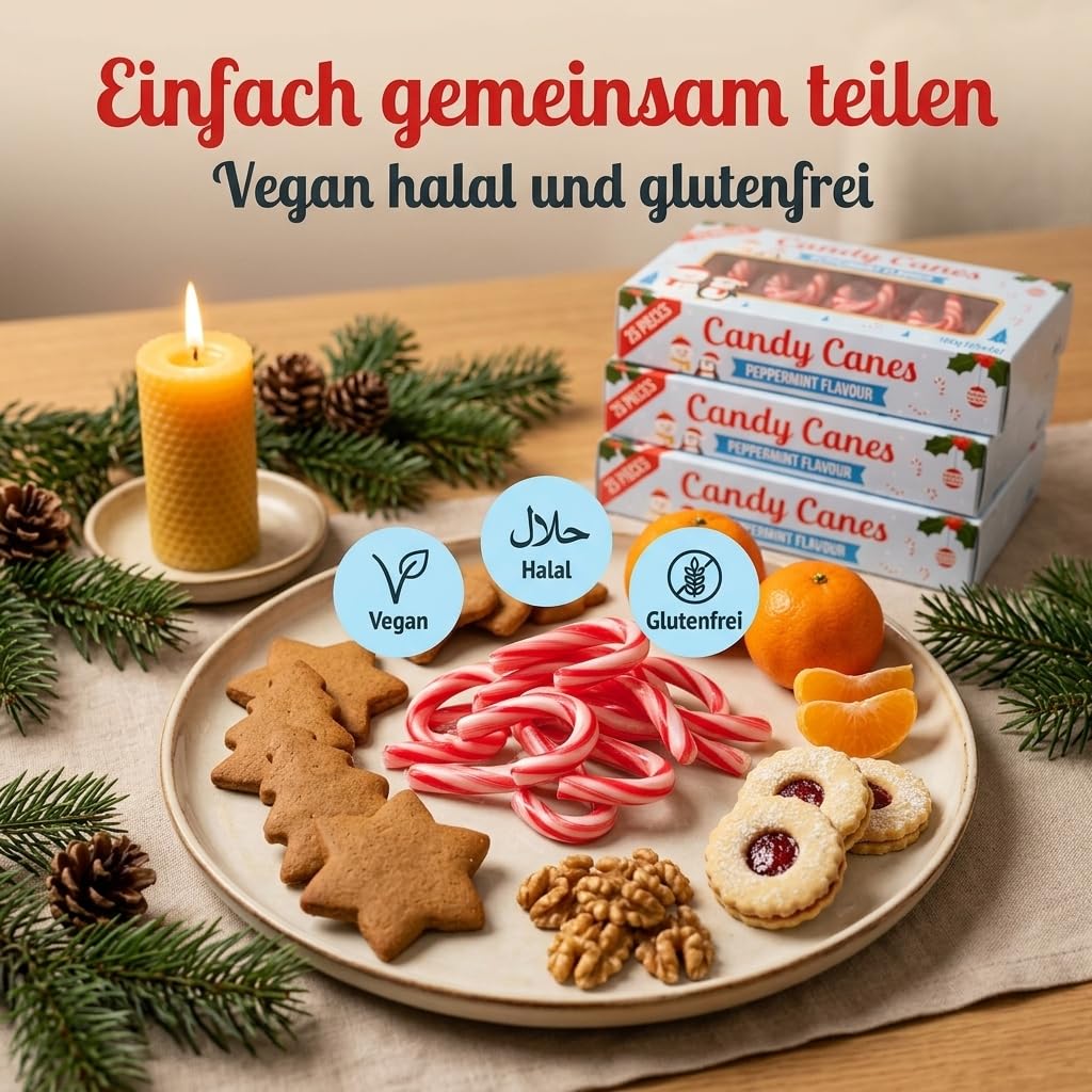 Zestaw 4 opakowań upominkowych na Boże Narodzenie z czerwono-białymi patyczkami cukrowymi Candy Canes o smaku truskawkowym, dekoracja bożonarodzeniowa, dekoracja choinkowa, 4 x 50 g, łącznie 40 sztuk