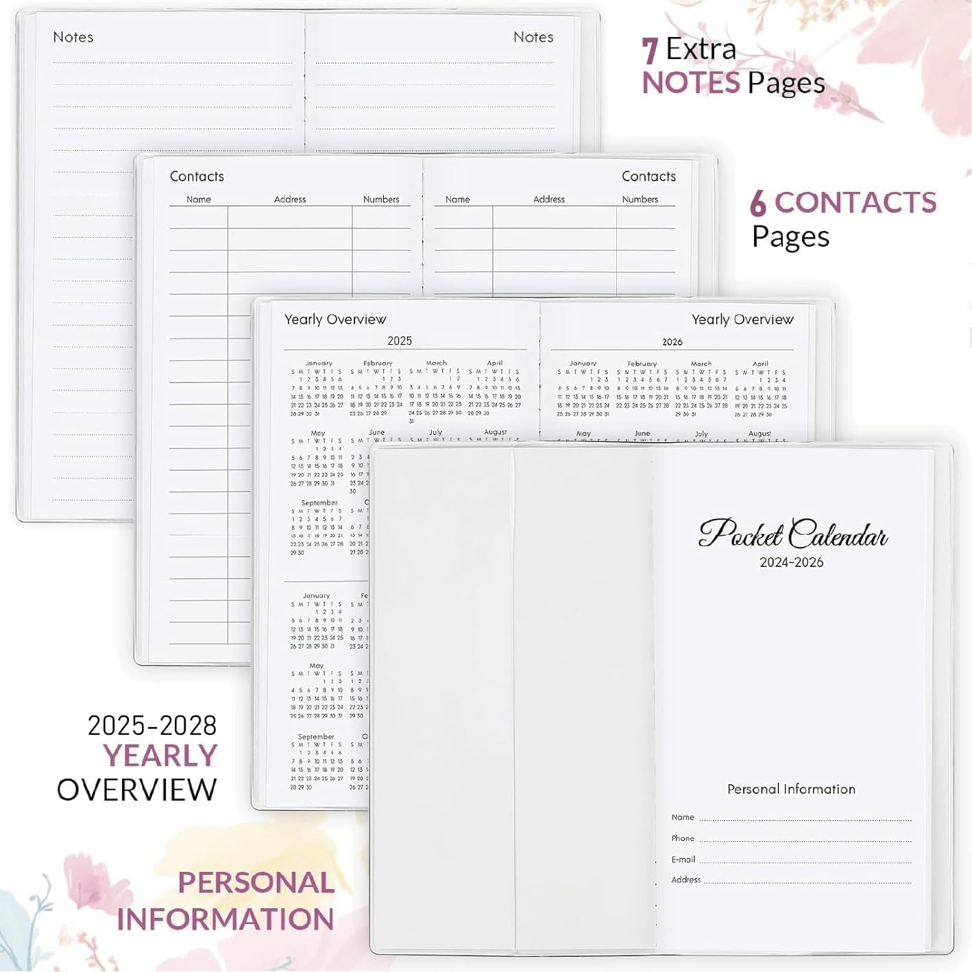 Pocket Calendar 2025-2026 Planner, Daily Weekly Monthly Planner Jan 2025 to Dec 2026 (3.7" x 6.7") Page Size, Daily Planner 2025 for Purse - Sea Island image 5