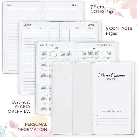 Pocket Calendar 2025-2026 Planner, Daily Weekly Monthly Planner Jan 2025 to Dec 2026 (3.7 x 6.7) Page Size, Daily Planner 2025 for Purse - Sea Island