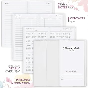Pocket Calendar 2025-2026 Planner, Daily Weekly Monthly Planner Jan 2025 to Dec 2026 (3.7 x 6.7) Page Size, Daily Planner 2025 for Purse - Sea Island