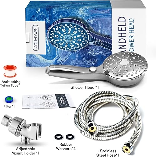Miniatura 8 de Cabezal de ducha de mano de alta presión, 11 ajustes de pulverización, interruptor de pausa de 4.85 pulgadas, cabezal de ducha de baño extraíble de