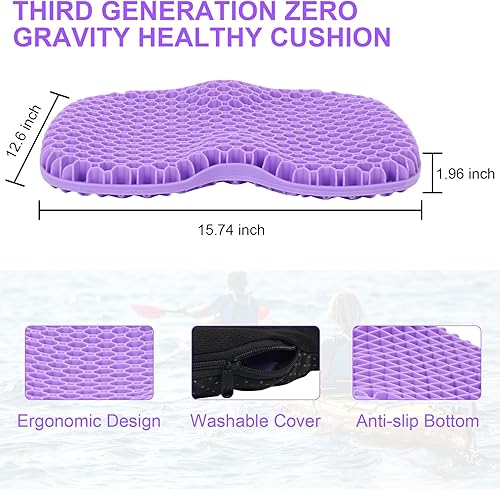 Miniatura 2 de Cojín de asiento de gel para kayak, antideslizante, impermeable, grueso, para sentarse en silla de kayak, accesorios de kayak para kayak de pesca,