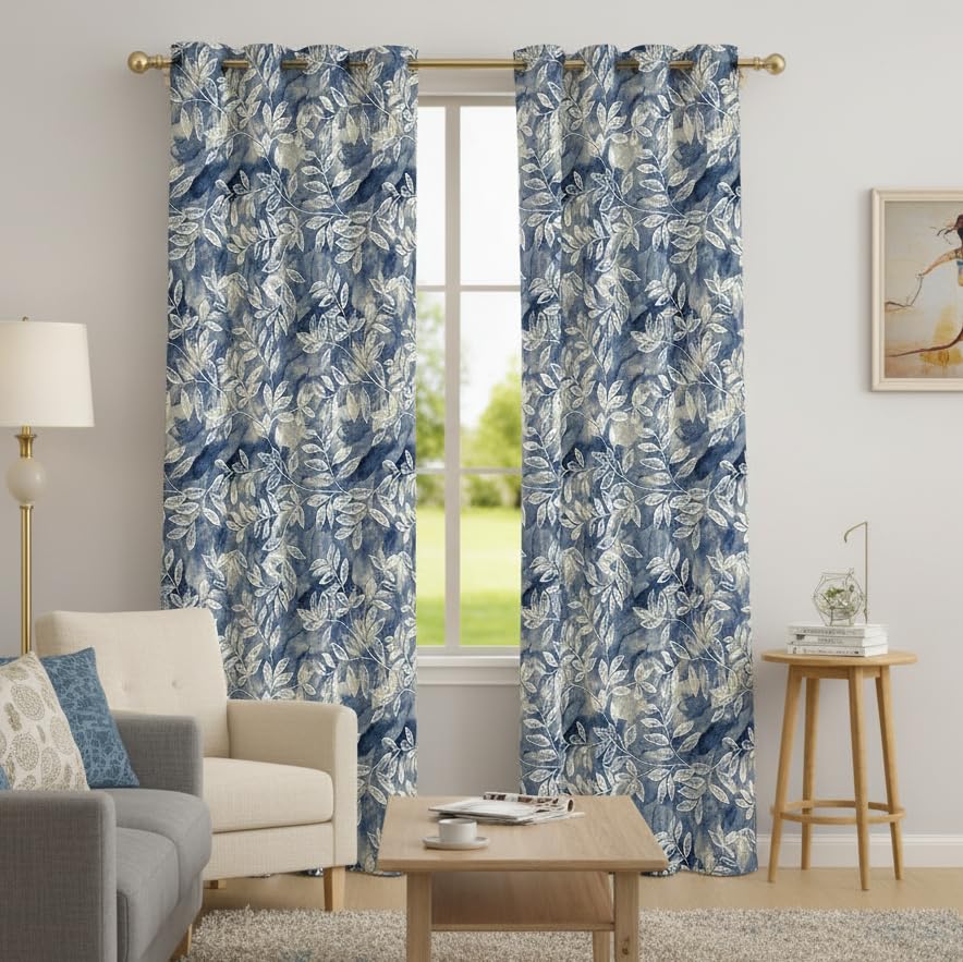 Image of STITCHNEST 'Whispering Gardens Series' Premium Heavy Polyester 100% Blackout Curtains 7 Feet Long Set of 2 | Door Curtain 7 Feet x 4 Feet | Perfect for Home Decor