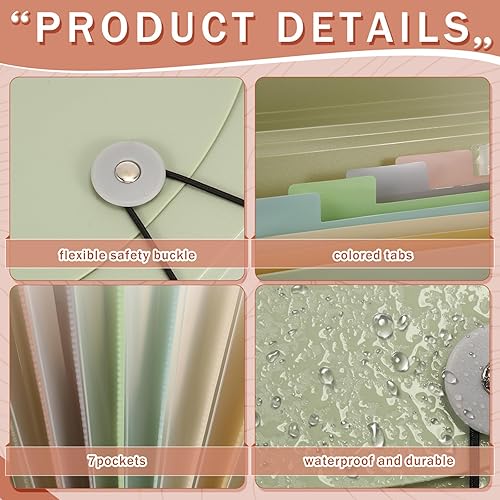 Miniatura 3 de Geyoga Paquete de 6 carpetas de archivos expansibles con 7 bolsillos, organizador de carpetas de archivos, mini organizador de recibos, carpeta