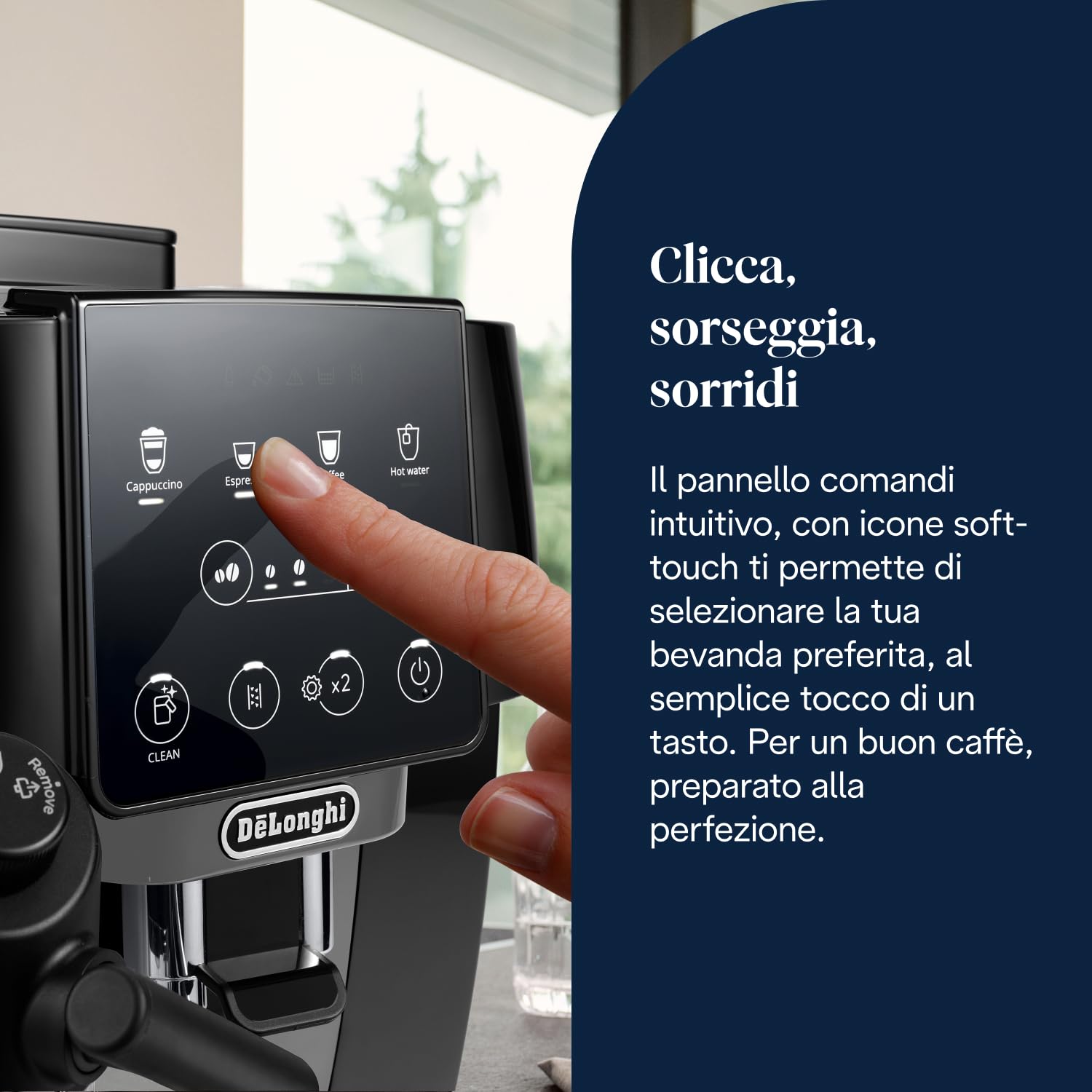 De’Longhi Magnifica Start – Perfetto Macchina da Caffè Automatica, LatteCrema Montalatte Automatico, 4 Bevande in un Solo Tocco, Espresso, Cappuccino, Comandi Soft Touch, Nero e Grigio (ECAM222.60.BG)