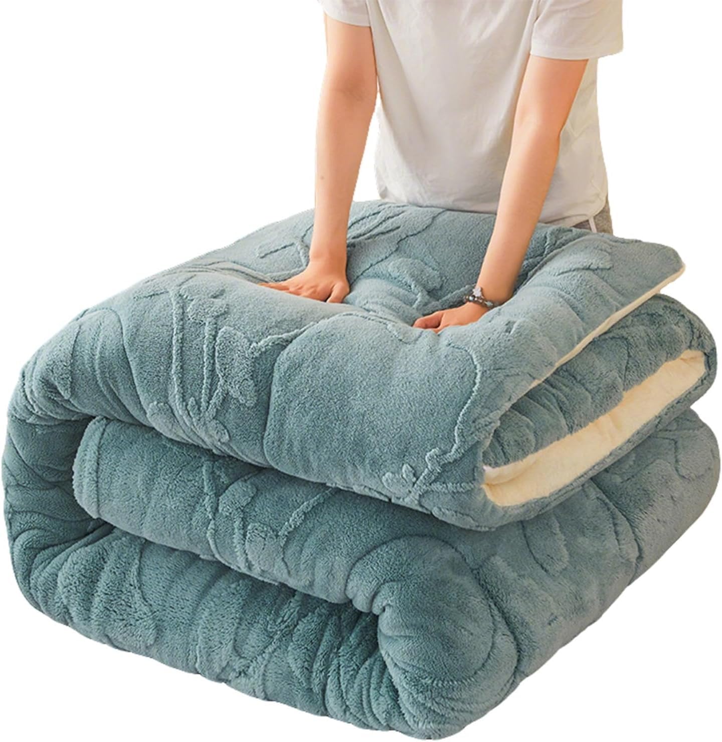 Edredón invierno reversible sherpa de 70x86in y 3.4kg manta nórdica lavable para cama y sofá