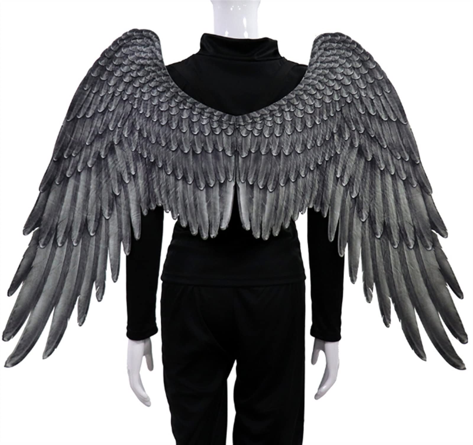 GRTG Schwarze Engelsflügel für Erwachsene – Halloween-Requisiten Karneval bunte Flügel Dekoration (Farbe: Schwarz)